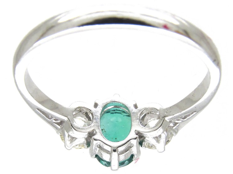 Three Stone Emerald & Diamond Ring