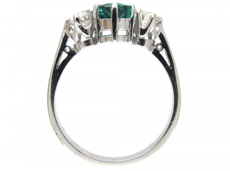 Three Stone Emerald & Diamond Ring