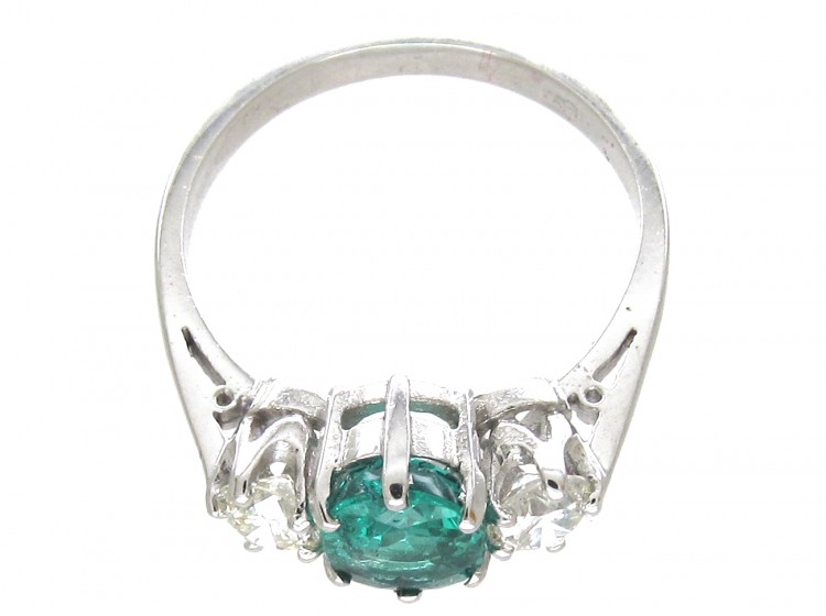 Three Stone Emerald & Diamond Ring