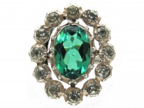 Edwardian Large Green & White Paste Cluster Ring