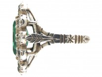 Edwardian Large Green & White Paste Cluster Ring