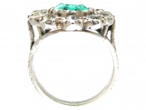 Edwardian Large Green & White Paste Cluster Ring