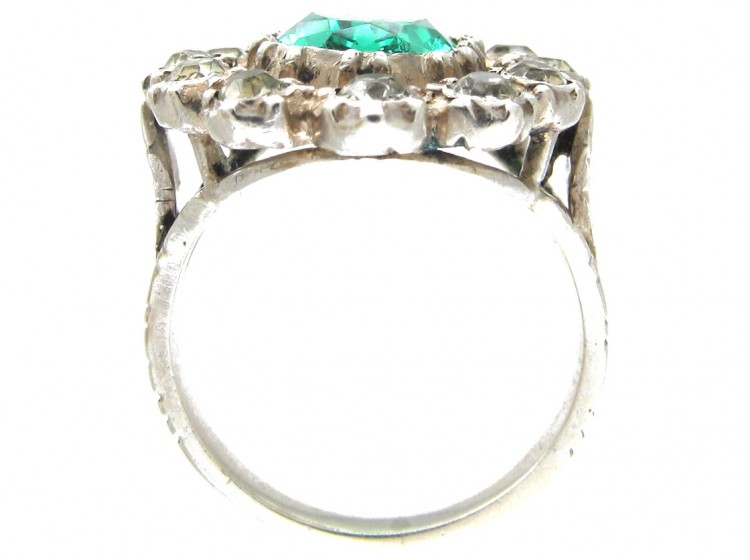 Edwardian Large Green & White Paste Cluster Ring