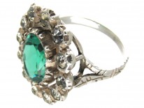 Edwardian Large Green & White Paste Cluster Ring