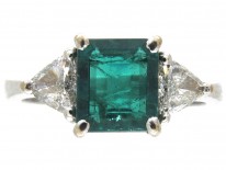 Square Cut Emerald & Diamond Ring