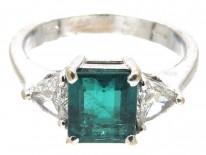 Square Cut Emerald & Diamond Ring