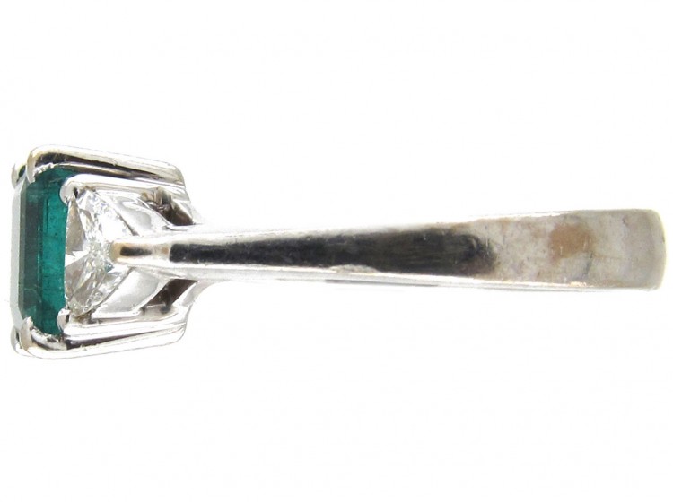 Square Cut Emerald & Diamond Ring