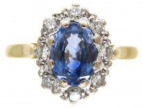 Ceylon Sapphire & Diamond Oval Cluster Ring