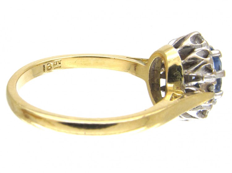 Ceylon Sapphire & Diamond Oval Cluster Ring