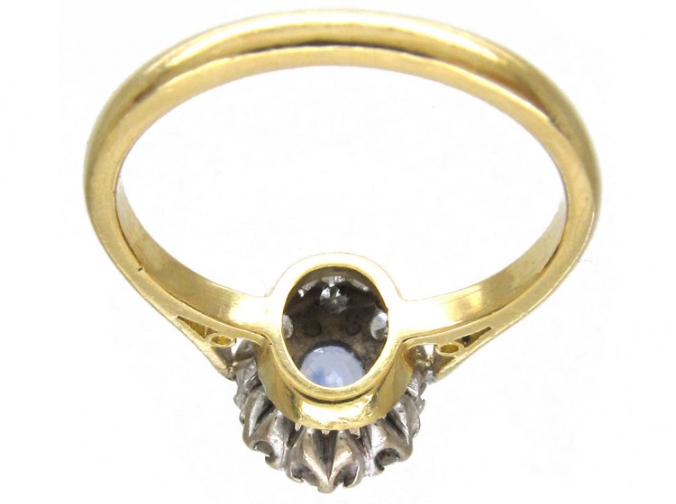 Ceylon Sapphire & Diamond Oval Cluster Ring