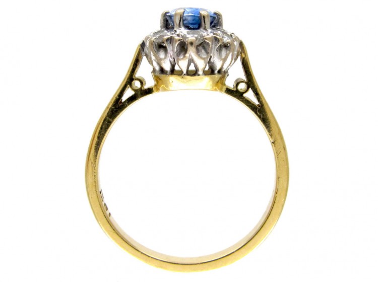Ceylon Sapphire & Diamond Oval Cluster Ring