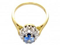 Ceylon Sapphire & Diamond Oval Cluster Ring