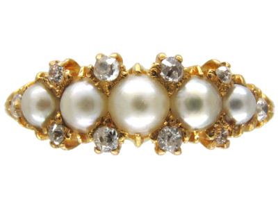 Victorian Natural Pearl & Diamond Ring