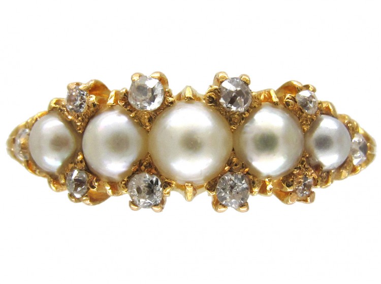 Victorian Natural Pearl & Diamond Ring