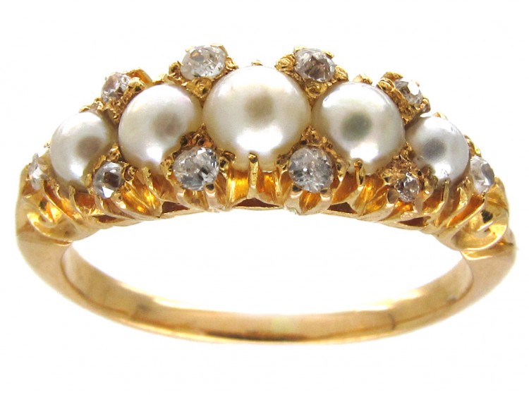 Victorian Natural Pearl & Diamond Ring