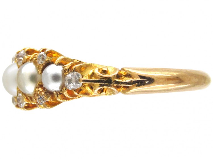Victorian Natural Pearl & Diamond Ring