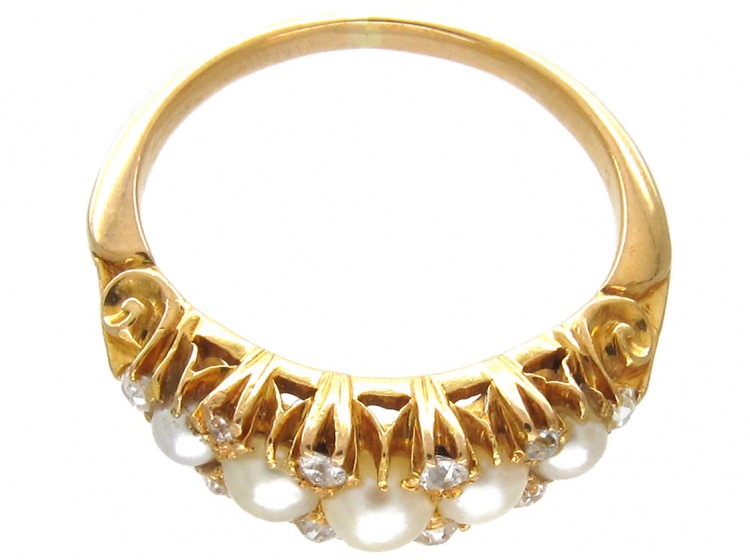 Victorian Natural Pearl & Diamond Ring