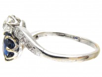 Edwardian Sapphire & Diamond Crossover Ring