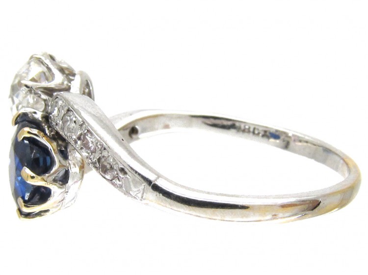 Edwardian Sapphire & Diamond Crossover Ring