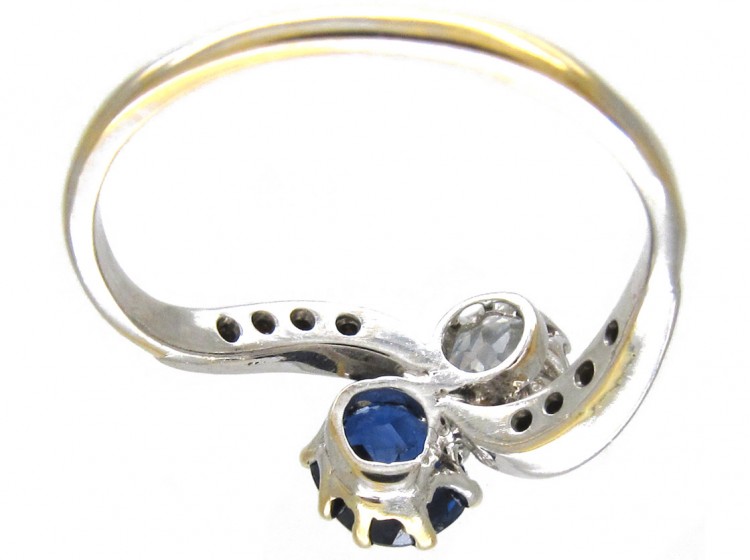 Edwardian Sapphire & Diamond Crossover Ring