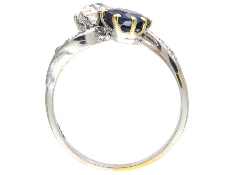 Edwardian Sapphire & Diamond Crossover Ring