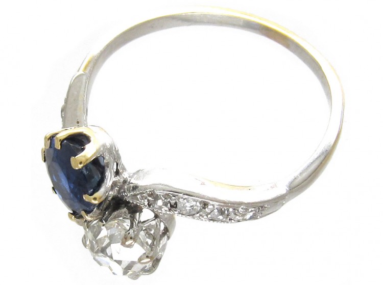 Edwardian Sapphire & Diamond Crossover Ring