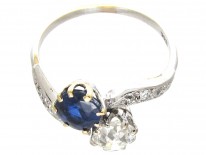 Edwardian Sapphire & Diamond Crossover Ring