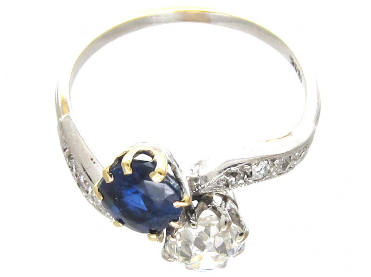 Edwardian Sapphire & Diamond Crossover Ring