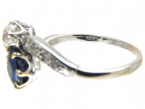 Edwardian Sapphire & Diamond Crossover Ring