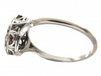 Art Deco Ruby & Diamond Oval Cluster Ring