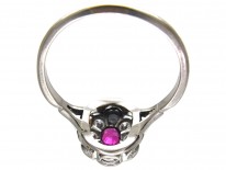 Art Deco Ruby & Diamond Oval Cluster Ring