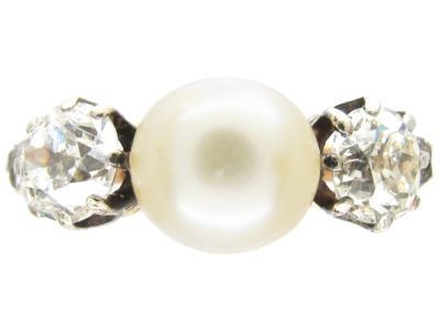 Victorian Natural Pearl & Diamond Ring