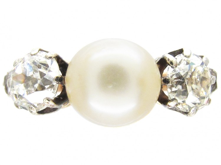 Victorian Natural Pearl & Diamond Ring