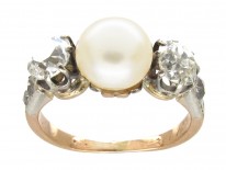 Victorian Natural Pearl & Diamond Ring