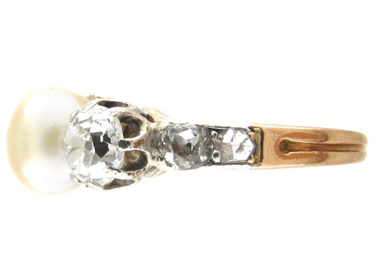 Victorian Natural Pearl & Diamond Ring