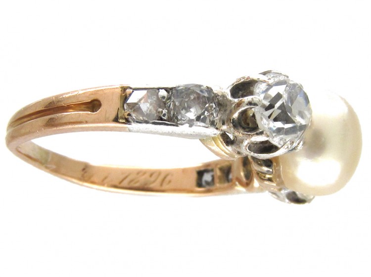 Victorian Natural Pearl & Diamond Ring