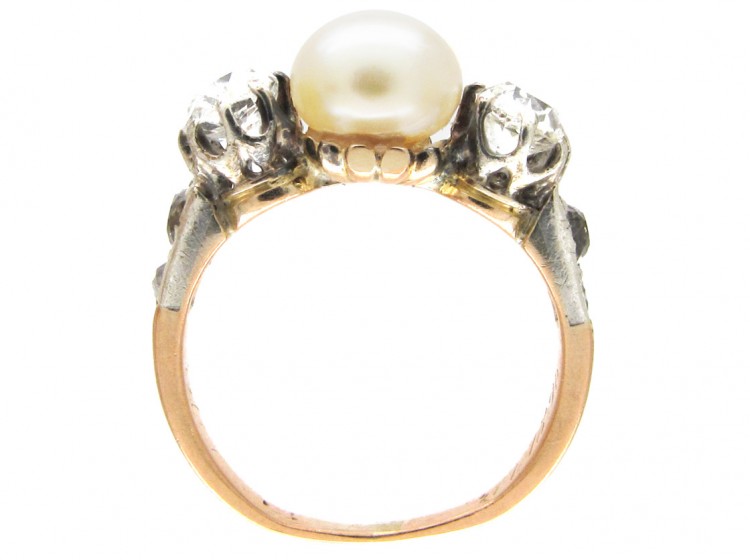 Victorian Natural Pearl & Diamond Ring