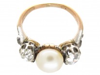 Victorian Natural Pearl & Diamond Ring