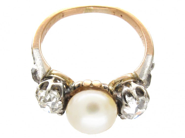 Victorian Natural Pearl & Diamond Ring