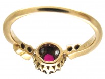 Edwardian Ruby & Diamond Cluster Ring with Diamond Shoulders