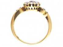 Edwardian Ruby & Diamond Cluster Ring with Diamond Shoulders