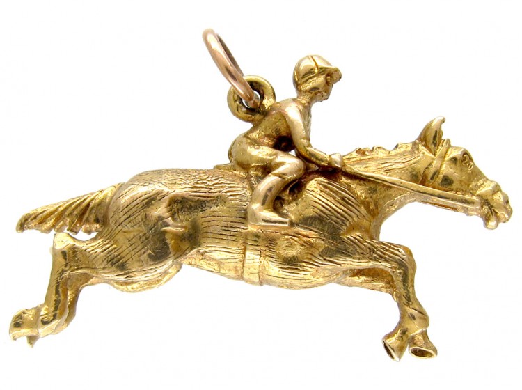 9ct Gold Racehorse & Jockey Pendant or Charm