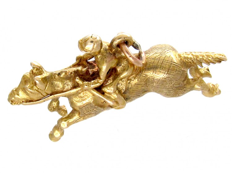 9ct Gold Racehorse & Jockey Pendant or Charm