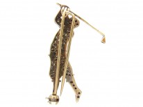 Diamond Studded Golfer Brooch
