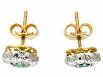 Emerald & Diamond Cluster Earrings