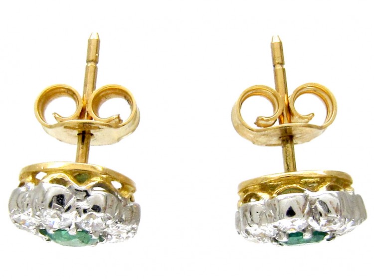 Emerald & Diamond Cluster Earrings