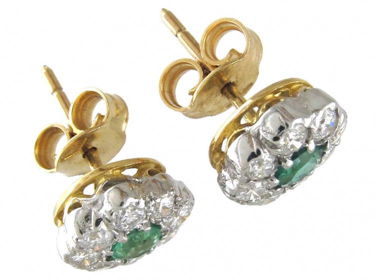 Emerald & Diamond Cluster Earrings