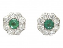 Emerald & Diamond Cluster Earrings
