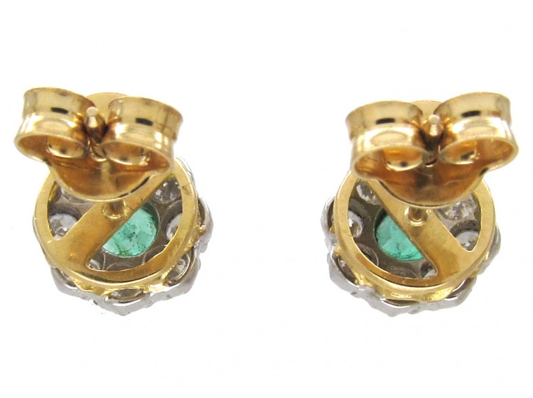Emerald & Diamond Cluster Earrings