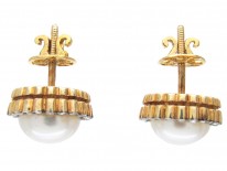 18ct Gold Rose Diamond & Pearl Round Earrings